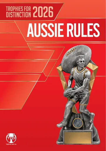 Cover of the Trophies for Distinction Aussie Rules 2026 catalogue
