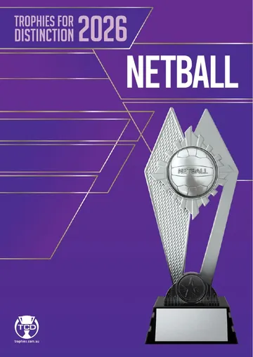 Cover of the Trophies for Distinction Netball 2026 catalogue
